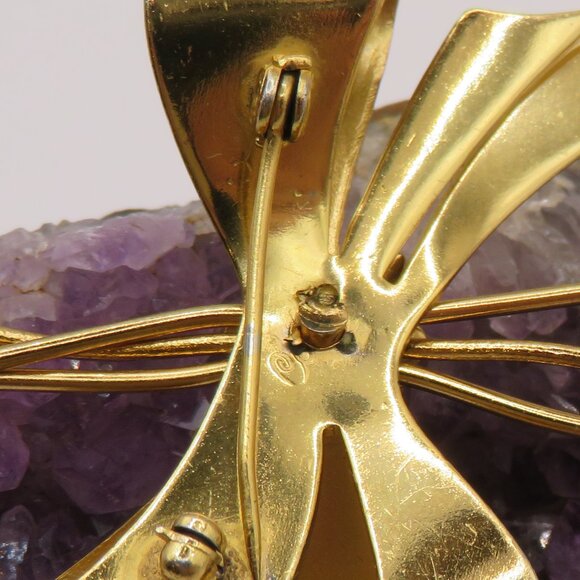 Coro Gold Tone Bow Brooch with Faux Pearls - Picture 5 of 7